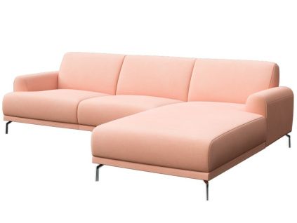 Světle růžová sametová rohová pohovka MESONICA Puzo 240 cm, pravá
