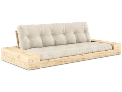 Lněná rozkládací pohovka Base 244 cm
