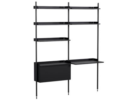 Černý kovový regál HAY Pier system 209 x 162 cm s psacím stolem