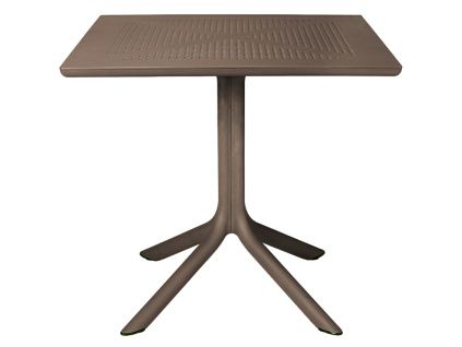 Tmavě hnědý plastový zahradní stůl Clip 80 x 80 cm