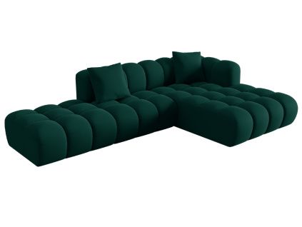 Lahvově zelená sametová rohová pohovka Windsor & Co Halley 309 cm, pravá