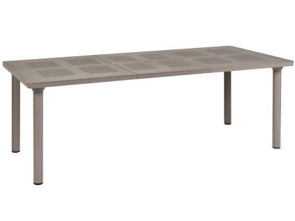Šedohnědý plastový rozkládací zahradní stůl Libeccio 160/220 x 100 cm
