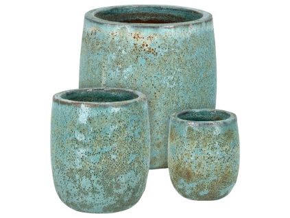 Set tří zelených terrazzo zahradních květináčů Bizzotto Duyen 23/30/41 cm