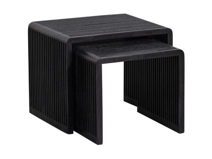Set dvou černých dřevěných odkládacích stolků Alli 50x43,5/40x38 cm