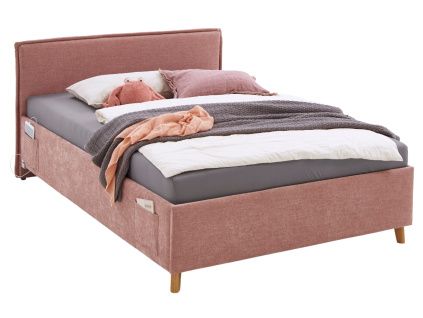 Růžová čalouněná postel Meise Möbel Fun 90 x 200 cm s úložným prostorem