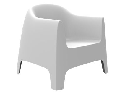 Bílé plastové zahradní lounge křeslo SOLID