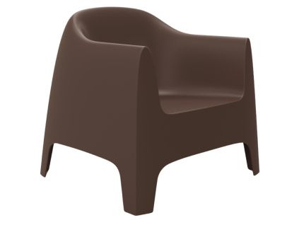 Hnědé plastové zahradní lounge křeslo SOLID