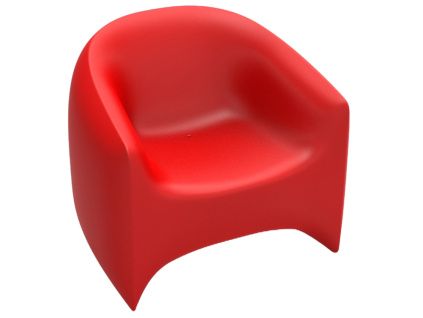 Matně červené plastové zahradní lounge křeslo BLOW