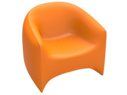 Matně oranžové plastové zahradní lounge křeslo BLOW