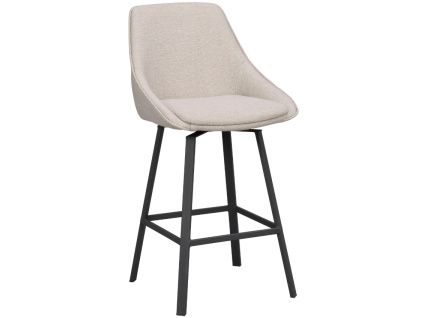 Béžová čalouněná otočná barová židle ROWICO ALISON 65 cm