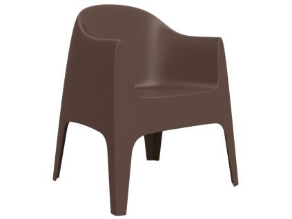 Hnědá plastová jídelní židle SOLID s područkami