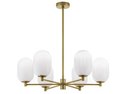 Bílo-zlaté skleněné závěsné světlo Nova Luce Balor 65 cm