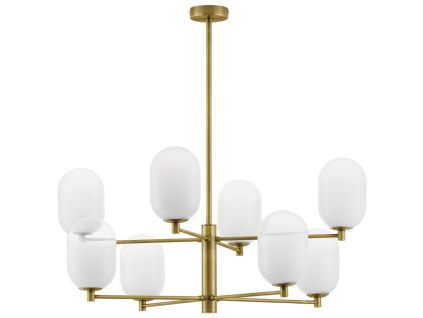 Bílo-zlaté skleněné závěsné světlo Nova Luce Balor 80 cm