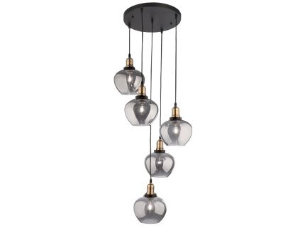 Kouřově šedé skleněné závěsné světlo Nova Luce Cedro 50 cm