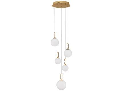 Bílo-zlaté skleněné závěsné LED světlo Nova Luce Hook 42 cm