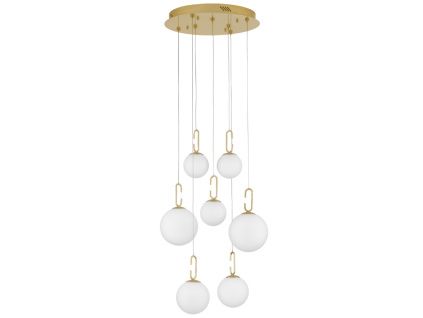 Bílo-zlaté skleněné závěsné LED světlo Nova Luce Hook 56,6 cm