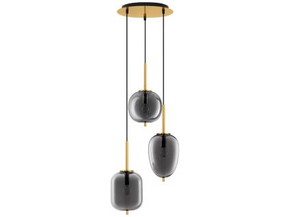 Kouřově šedé skleněné závěsné světlo Nova Luce Lato 46 cm