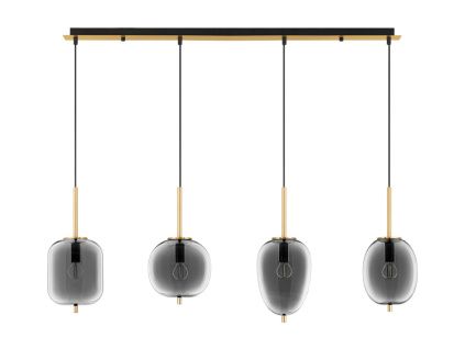 Kouřově šedé skleněné závěsné světlo Nova Luce Lato 110 cm