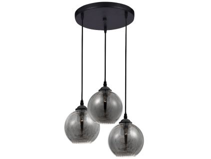 Kouřově šedé skleněné závěsné světlo Nova Luce Adelina 30 cm