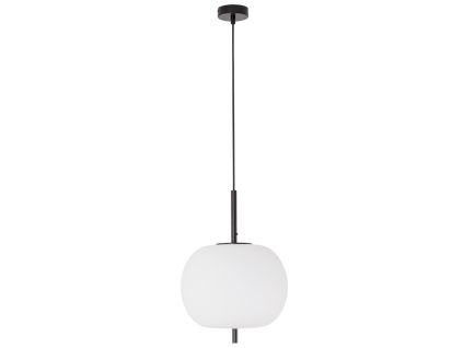 Opálově bílé skleněné závěsné světlo Nova Luce Lato 30 cm s černým zavěšením
