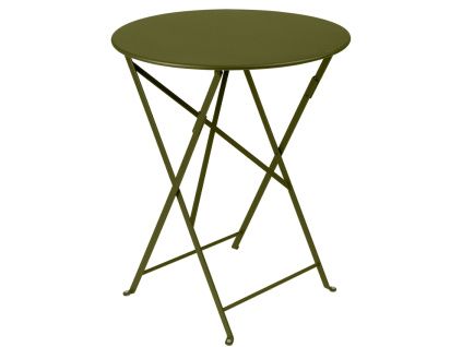 Zelený kovový skládací stůl Fermob Bistro Ø 60 cm - odstín pesto