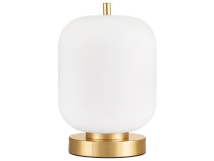 Bílá skleněná stolní lampa Nova Luce Lato se zlatou podstavou