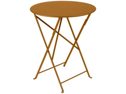 Hnědý kovový skládací stůl Fermob Bistro Ø 60 cm