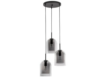 Kouřově šedé skleněné závěsné světlo Nova Luce Velor 30 cm