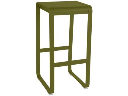 Zelená hliníková zahradní barová židle Fermob Bellevie 75 cm - odstín pesto