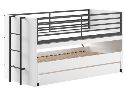 Bílá lakovaná patrová postel Vipack Sam 90 x 200 cm