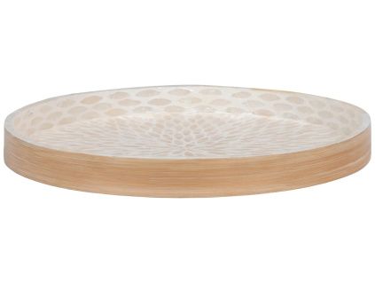 Béžový bambusový podnos Mandu 40 cm