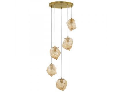 Jantarově hnědé skleněné závěsné světlo Nova Luce Odelle 48 cm