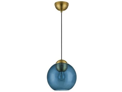 Modré skleněné závěsné světlo Nova Luce Midori 24 cm