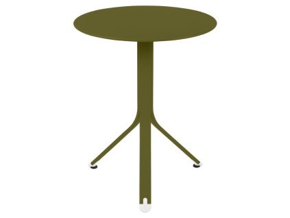 Zelený kovový stůl Fermob Rest'O 60 cm - odstín pesto