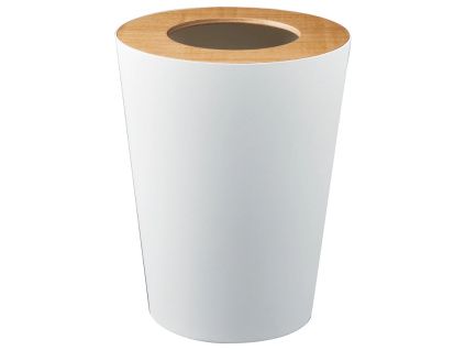 Bílý kulatý kovový odpadkový koš Yamazaki Rin 10 l