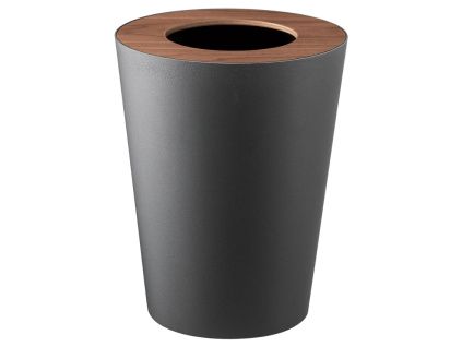 Černý kulatý kovový odpadkový koš Yamazaki Rin 10 l