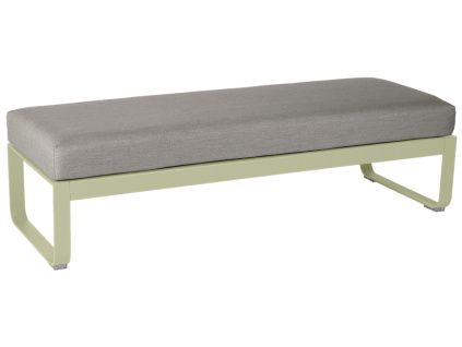 Šedohnědá čalouněná lavice Fermob Bellevie 148 cm se světle zelenou podnoží