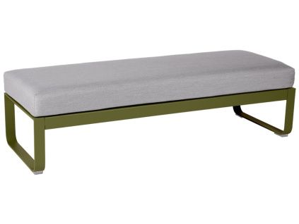 Šedá čalouněná lavice Fermob Bellevie 148 cm se zelenou podnoží - odstín pesto