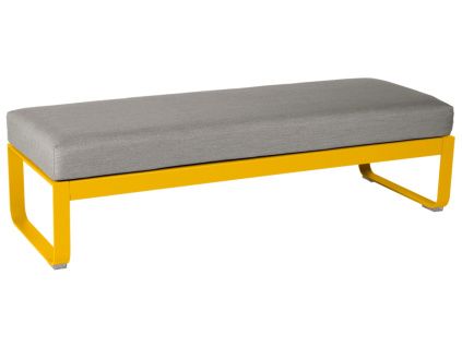 Šedohnědá čalouněná lavice Fermob Bellevie 148 cm se žlutou podnoží