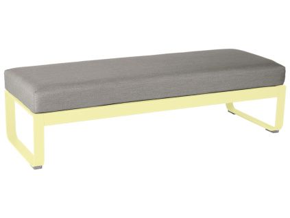Šedohnědá čalouněná lavice Fermob Bellevie 148 cm s citronově žlutou podnoží