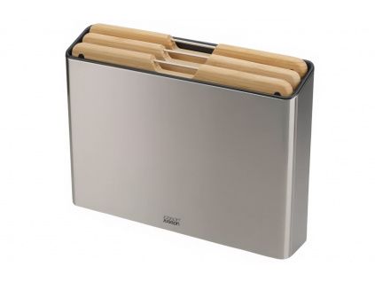 Sada čtyř bambusových prkének se stojanem Folio Steel Bamboo 28 x 38 cm