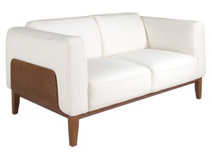 Bílá kožená dvojmístná pohovka Angel Cerdá No. 6118, 159 cm