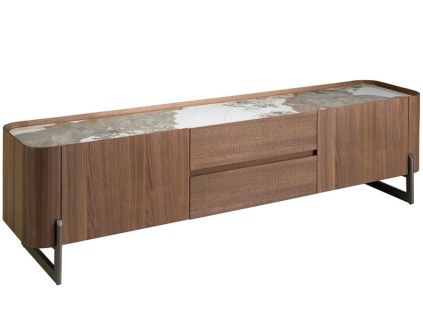 Ořechový TV stolek Angel Cerdá No. 3250, 200 x 45 cm s mramorovým dekorem