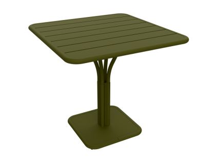 Zelený kovový stůl Fermob Luxembourg Pedestal 80 x 80 cm - odstín pesto