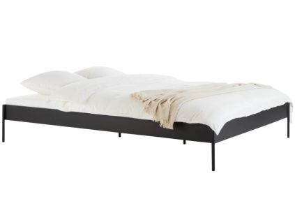 Černá kovová dvoulůžková postel Eton 200 x 200 cm s roštem