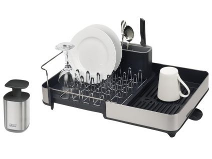 Tmavě šedý odkapávač a dávkovač mýdla Rethink Your Sink