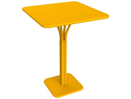 Žlutý kovový barový stůl Fermob Luxembourg Pedestal 80 x 80 cm