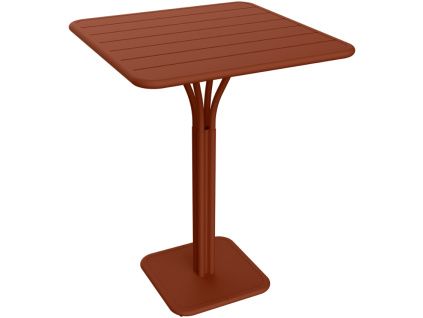 Zemitě červený kovový barový stůl Fermob Luxembourg Pedestal 80 x 80 cm