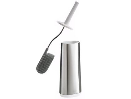 Bílo-stříbrná nerezová WC štětka Flex Steel
