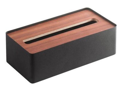 Černý kovový box na ubrousky Yamazaki Rin 26 x 13 cm